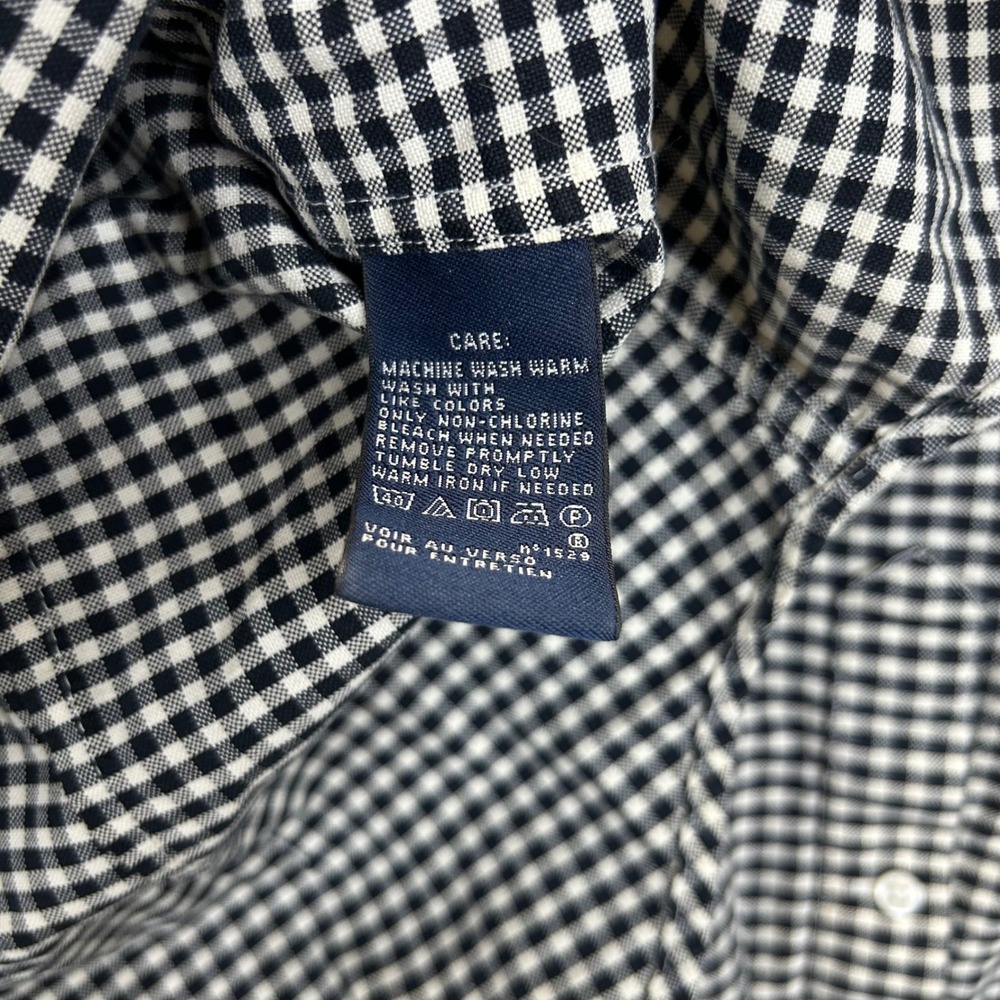 Ralph Lauren Sport Womens 6 Gingham Button Down Shirt Navy Blue White Cotton - Picture 5 of 9
